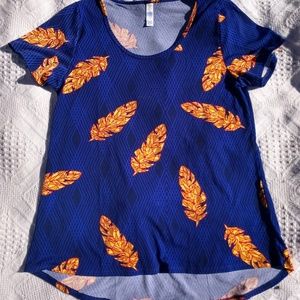 Blue and Gold Feathers Lularoe Classic Tee